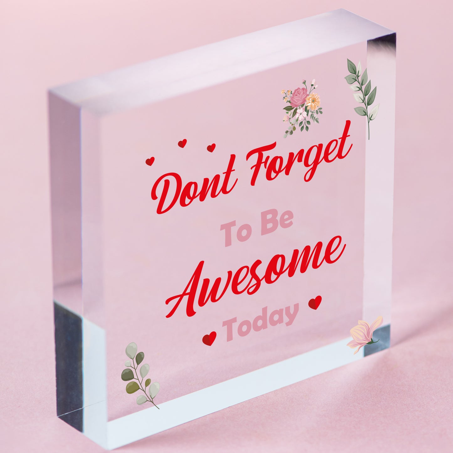 Be Awesome - FRIENDSHIP COLLEAGUE MOTIVATION WOOD HANGING HEART GIFT SIGN PLAQUE Free-Standing Block