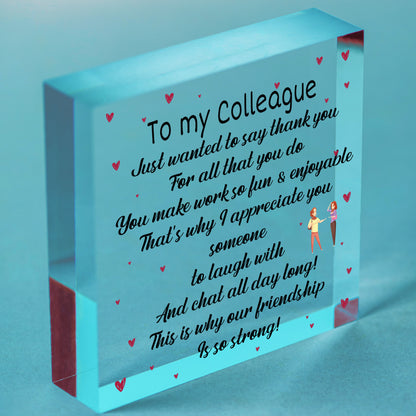 Novelty Colleague Thank You Gift For Friend or Work Colleague Leaving Job Gifts Free-Standing Block