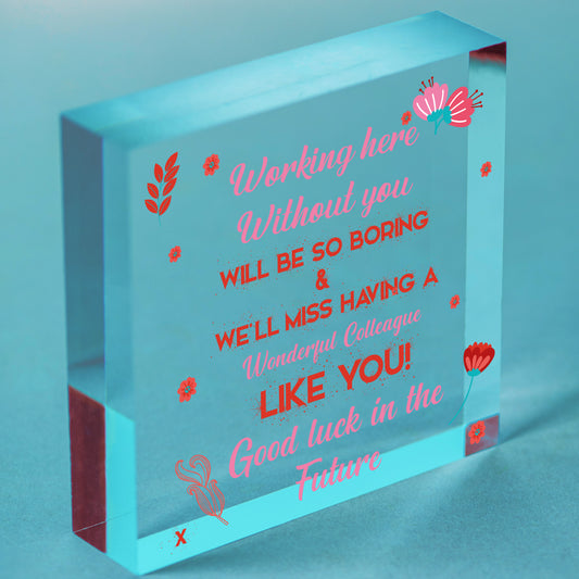 Colleague Leaving Gift Handmade Heart Plaque Work Friendship Goobye Thank You Free-Standing Block