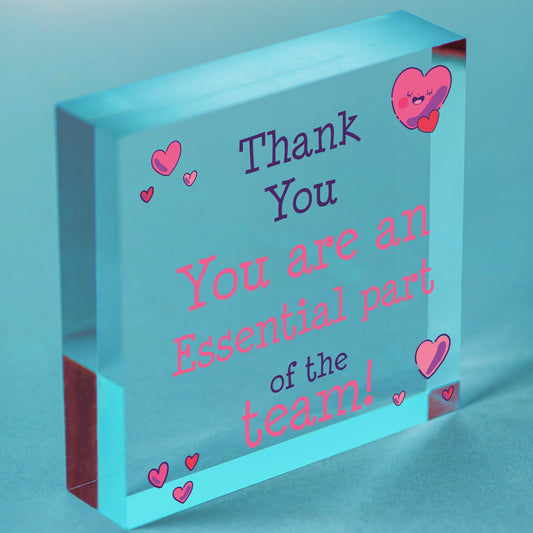 THANK YOU Gifts For Colleagues Employee Wooden Heart Plaque Office Work Gifts Free-Standing Block