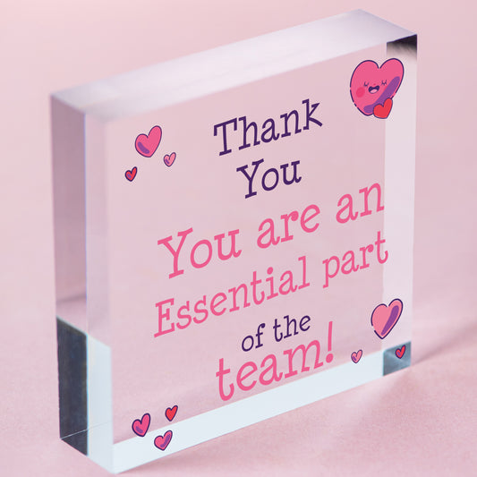 THANK YOU Gifts For Colleagues Employee Wooden Heart Plaque Office Work Gifts Free-Standing Block