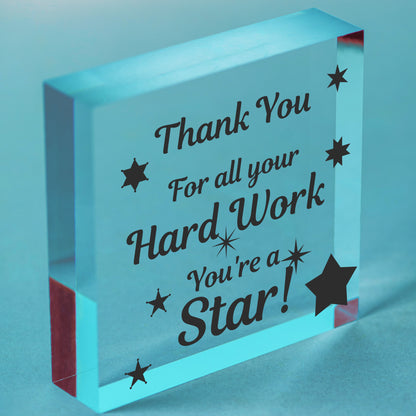 Colleague THANK YOU Gifts Wooden Heart Plaque Employee Teacher Volunteer Gifts Free-Standing Block