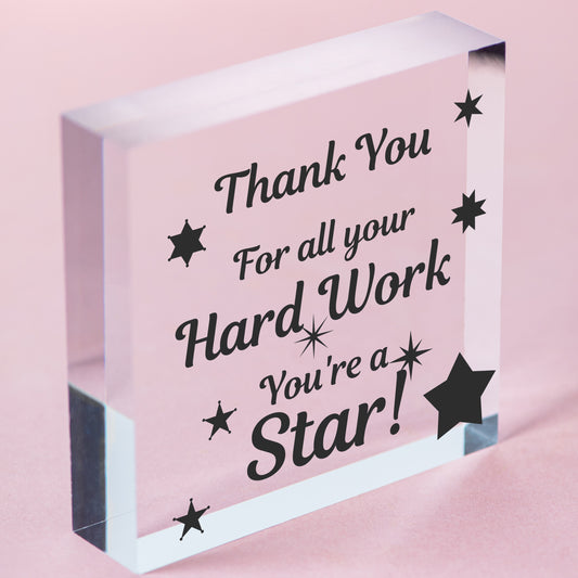 Colleague THANK YOU Gifts Wooden Heart Plaque Employee Teacher Volunteer Gifts Free-Standing Block