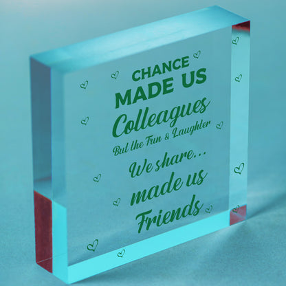 Colleague Thank You Gift Engraved Heart Co Worker Friend Team Memember Gift Free-Standing Block