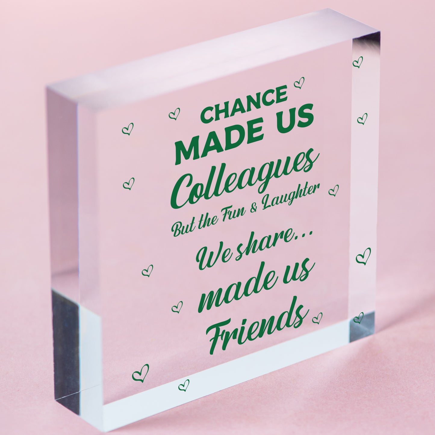 Colleague Thank You Gift Engraved Heart Co Worker Friend Team Memember Gift Free-Standing Block