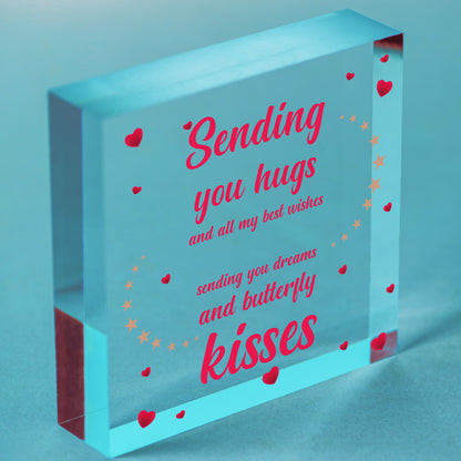 Best Wishes Good Luck Teacher Colleague Friend Wood Heart Birthday Women Gifts Free-Standing Block