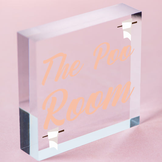 The Poo Room Shabby Chic Bathroom Toilet Loo Plaque Funny Novelty Door Sign