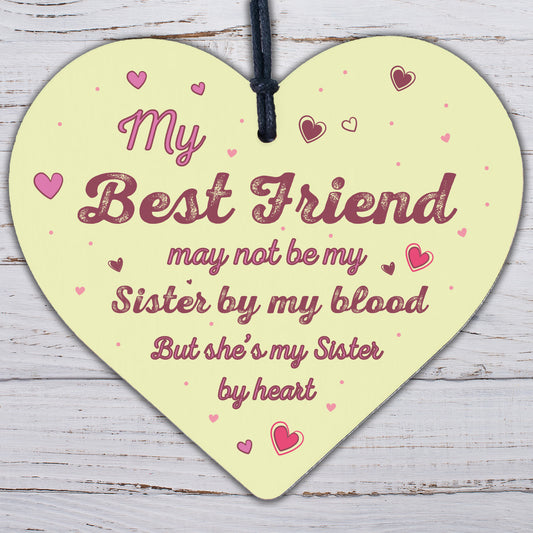 Sister By Heart Best FRIEND Gift Heart Christmas Friendship Gift Birthday Plaque