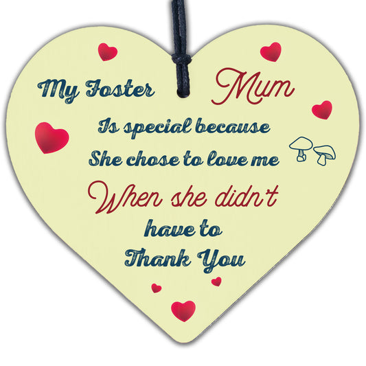 Foster Parent Mum Gift Step Mum Mother Wooden Heart Sign Christmas Birthday Gift