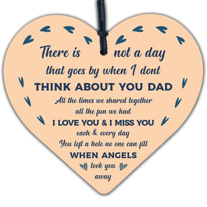 Dad Memorial Grave Plaques Wood Heart Christmas Tree Bauble Decoration Sign Gift