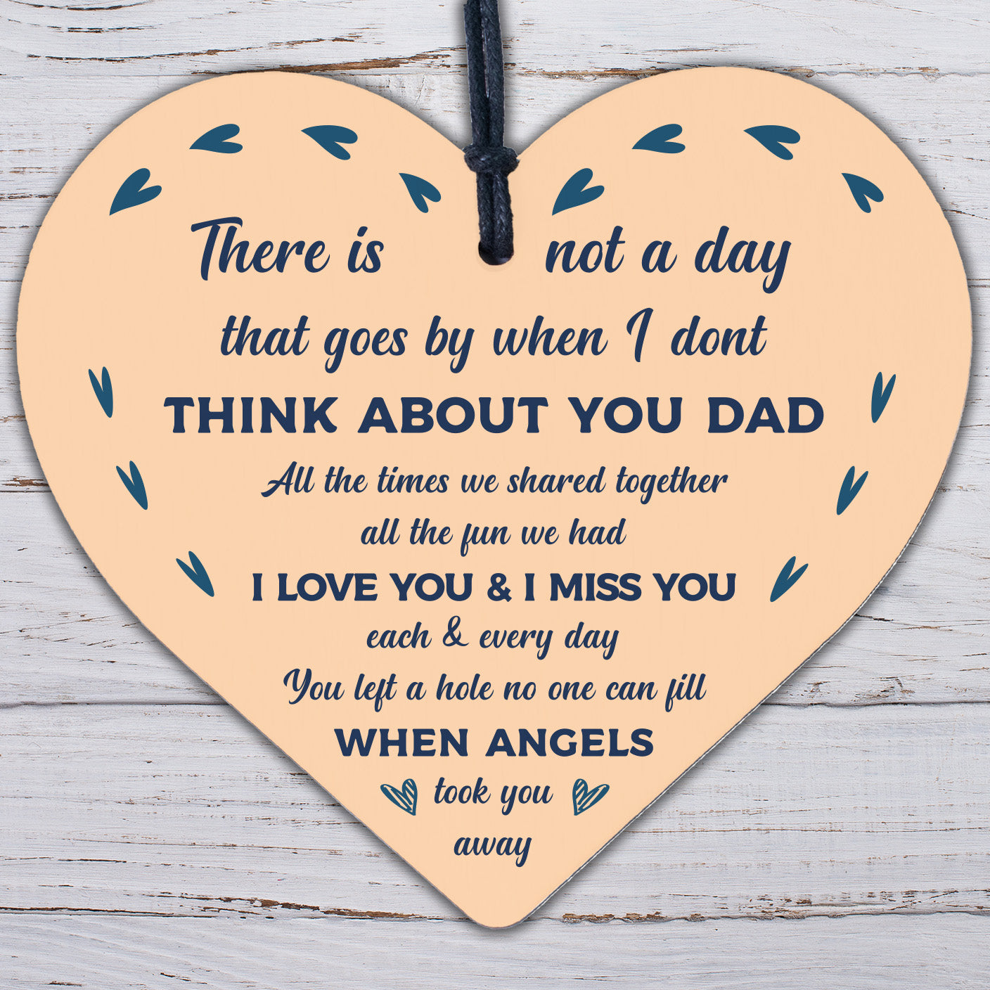 Dad Memorial Grave Plaques Wood Heart Christmas Tree Bauble Decoration Sign Gift