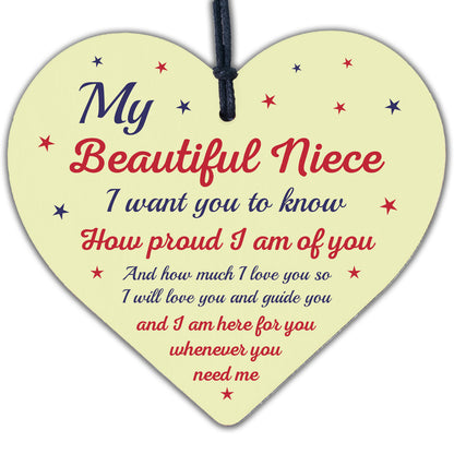 Niece Gifts From Auntie Uncle Christmas Birthday Handmade Wooden Heart Plaque