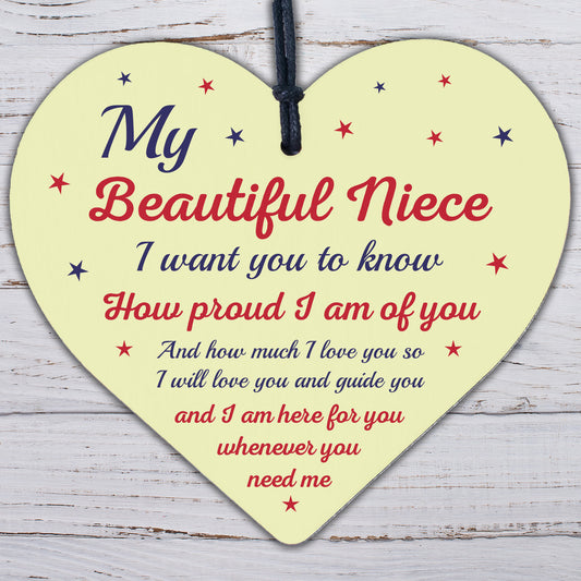 Niece Gifts From Auntie Uncle Christmas Birthday Handmade Wooden Heart Plaque