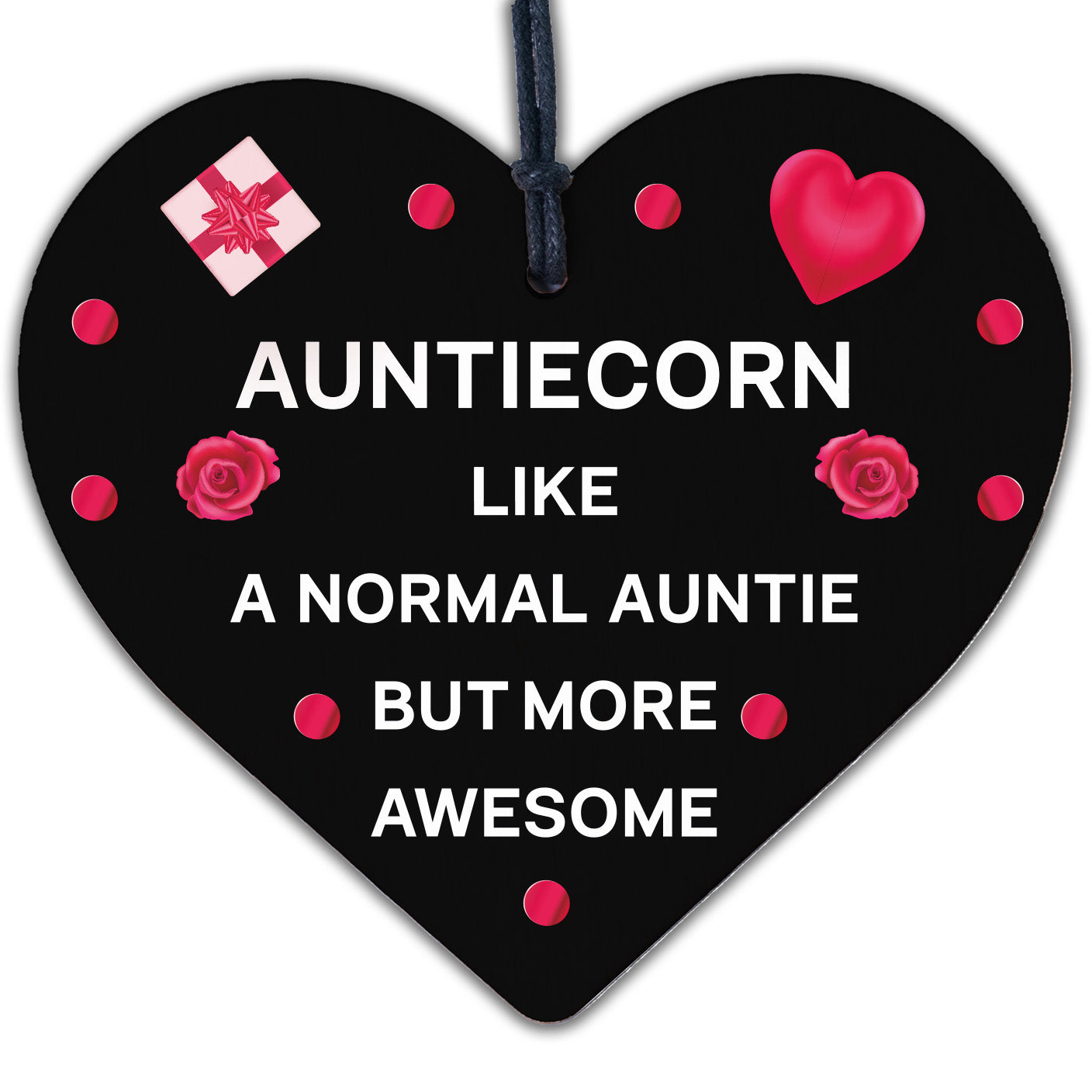 Handmade Auntie Gift Novelty Sister Plaque Wooden Heart Birthday Christmas