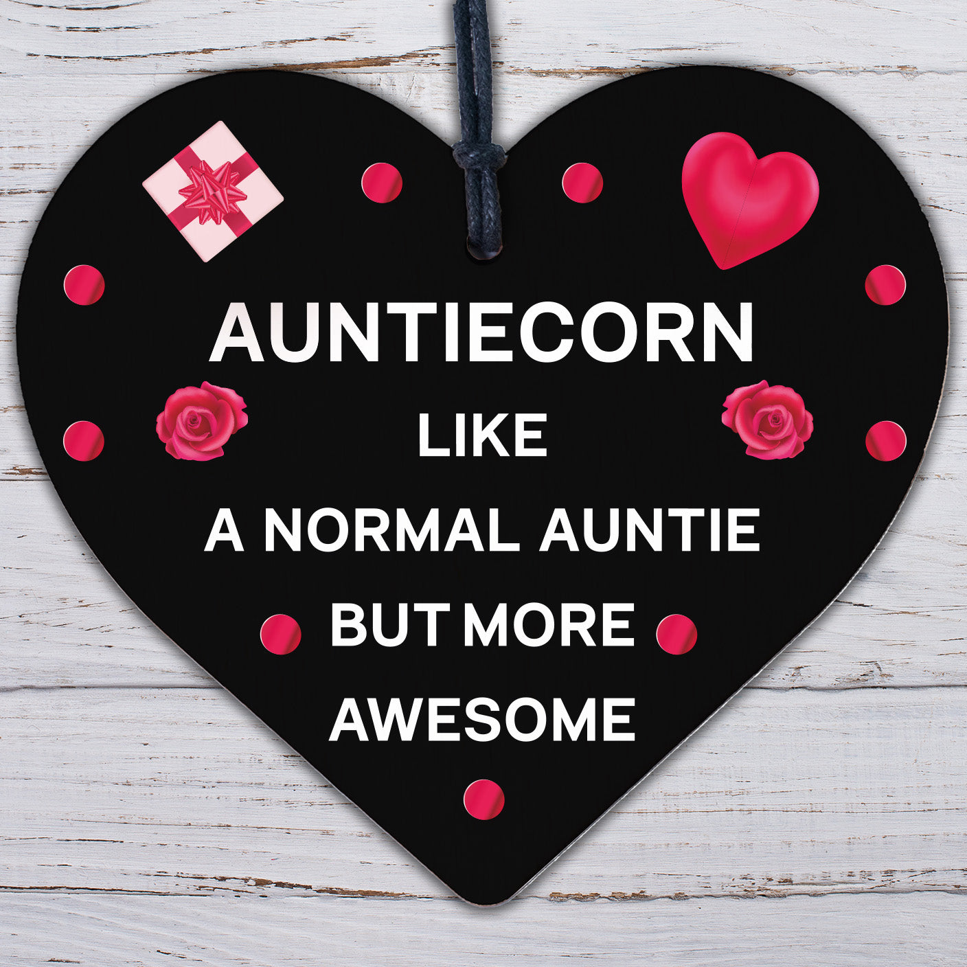 Handmade Auntie Gift Novelty Sister Plaque Wooden Heart Birthday Christmas