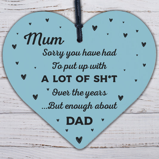 Funny Mum Mummy Gifts Wood Heart Mothers Day Birthday Gifts Daughter Son