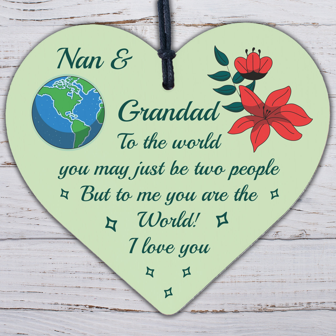 Special Nan And Grandad Gift Wooden Heart Grandad Nan Birthday Gift Grandparent