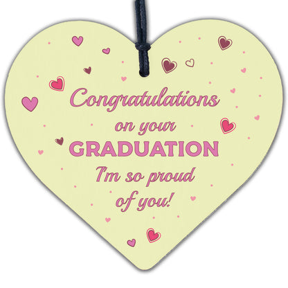 Graduation Congratulations Graduate Degree Wooden Heart Keepsake Gift Plaque