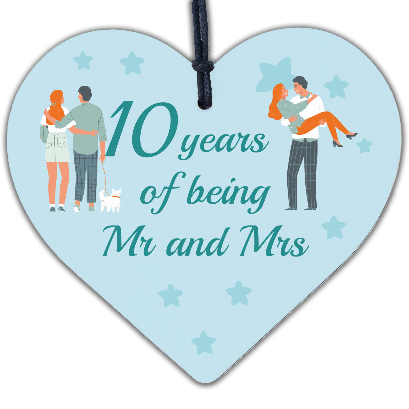 10 Year Anniversary Gift Wooden Heart Sign Mr And Mrs 10th Anniversary Plaque