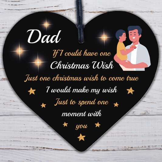 Dad Christmas Memorial Tree Decoration Hanging Wooden Bauble Gift For Father