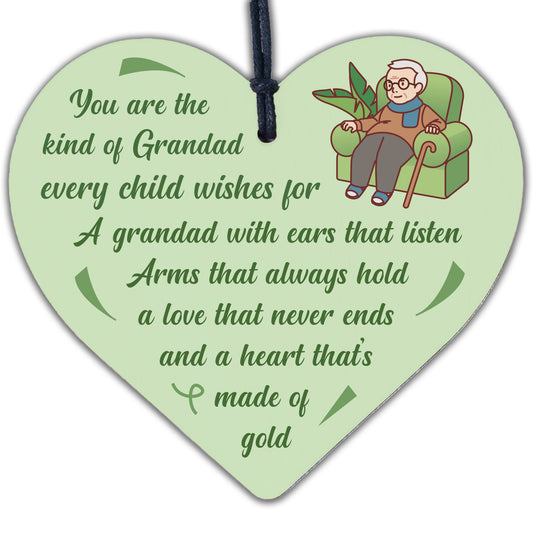 Grandad Gifts Wooden Heart Keepsake Poem Birthday Christmas Gift For Grandad