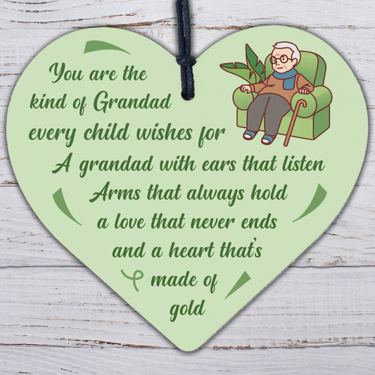 Grandad Gifts Wooden Heart Keepsake Poem Birthday Christmas Gift For Grandad