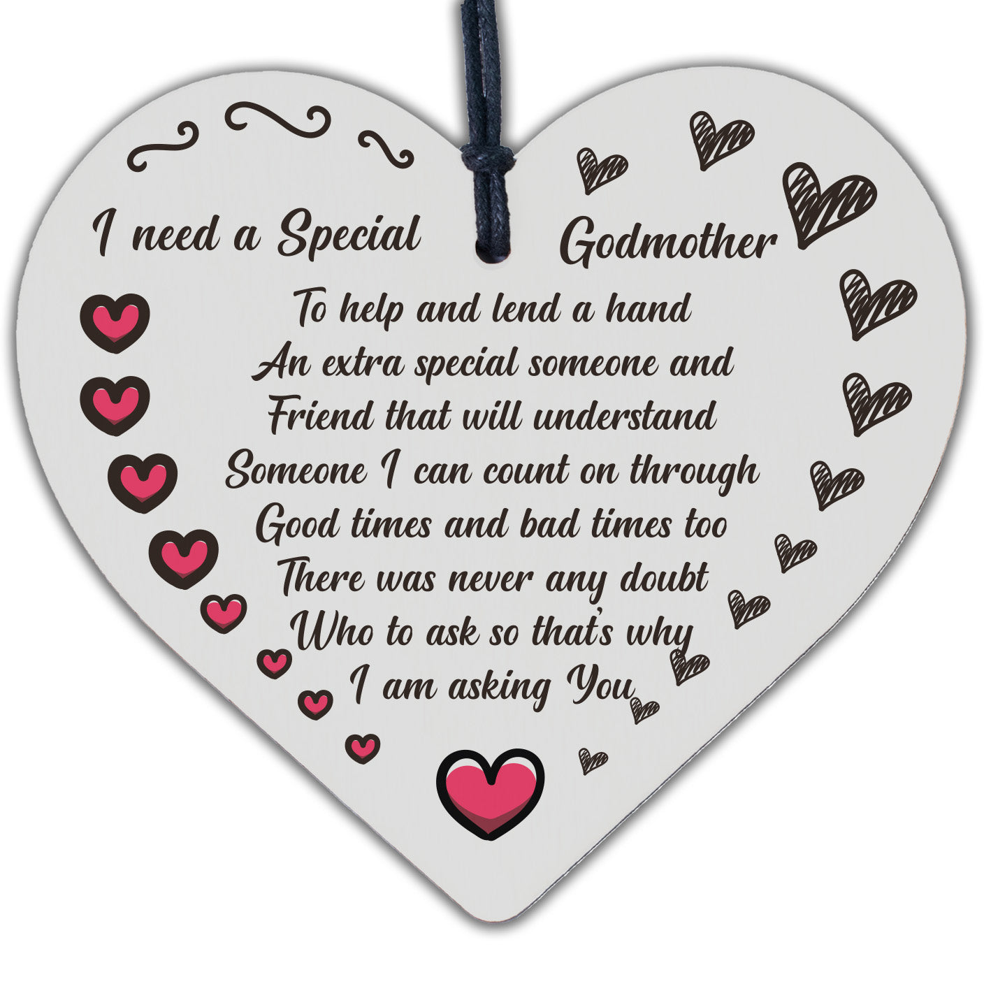 Godmother Asking Gift Wood Heart Thank You Christening Gift For Friend Godparent