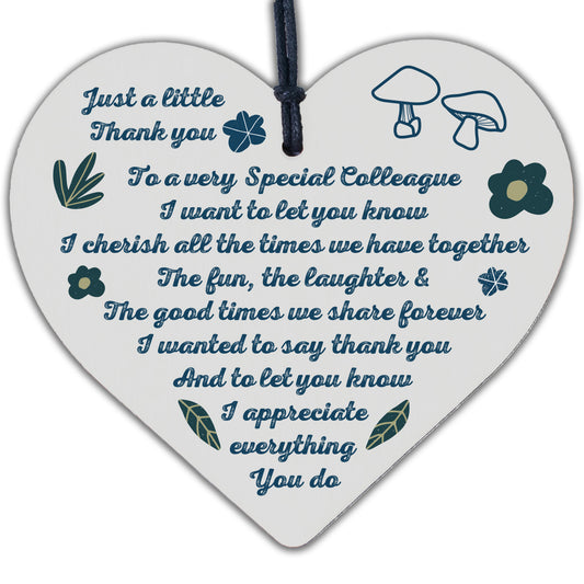 Special Colleague Thank You Gift Wood Heart Plaque Leaving Job Gift For Friend