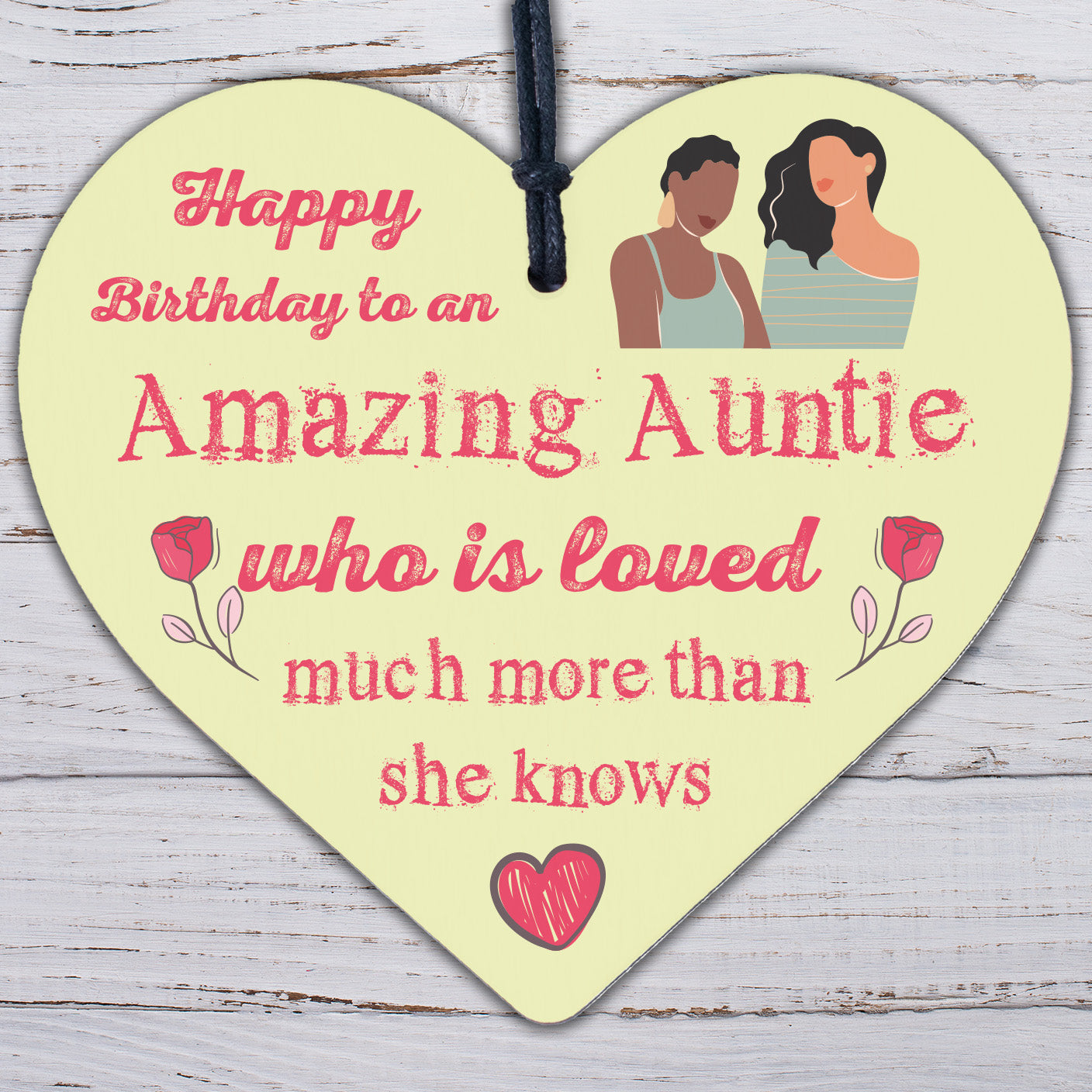 Birthday Gifts For Auntie Thank You Wooden Heart Plaque Shabby Chic Love Sign