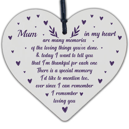 Mum Gifts From Daughter Son Wood Heart Plaque Birthday Christmas THANK YOU Gift