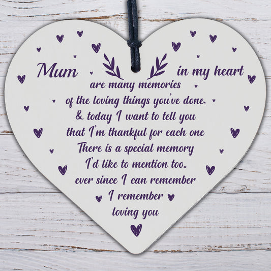 Mum Gifts From Daughter Son Wood Heart Plaque Birthday Christmas THANK YOU Gift