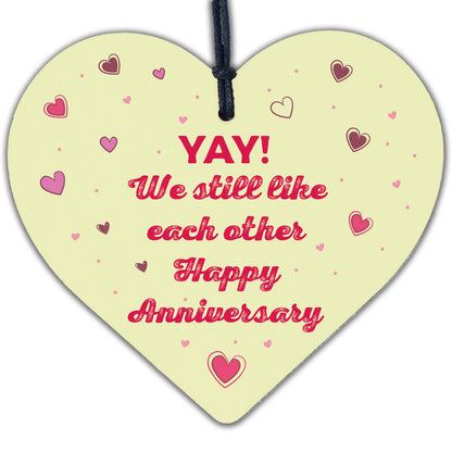 FUNNY Anniversary Gift Wood Heart 1st 2nd 10th 20th Anniversary For Wife Husband