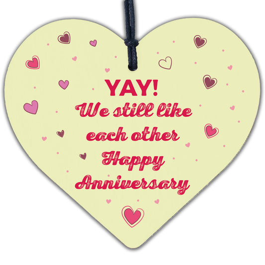 FUNNY Anniversary Gift Wood Heart 1st 2nd 10th 20th Anniversary For Wife Husband