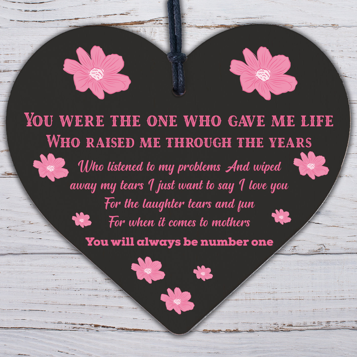 Number One Mother Wooden Hanging Heart Mothers Day Gifts Sign Present for Mum