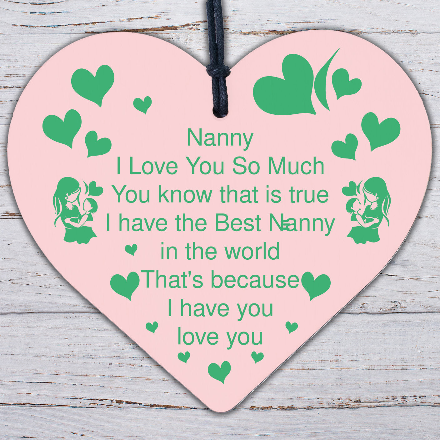 Nanny Gifts Mothers Day Gift For Her Wooden Heart Nanny Birthday Gift Keepsake