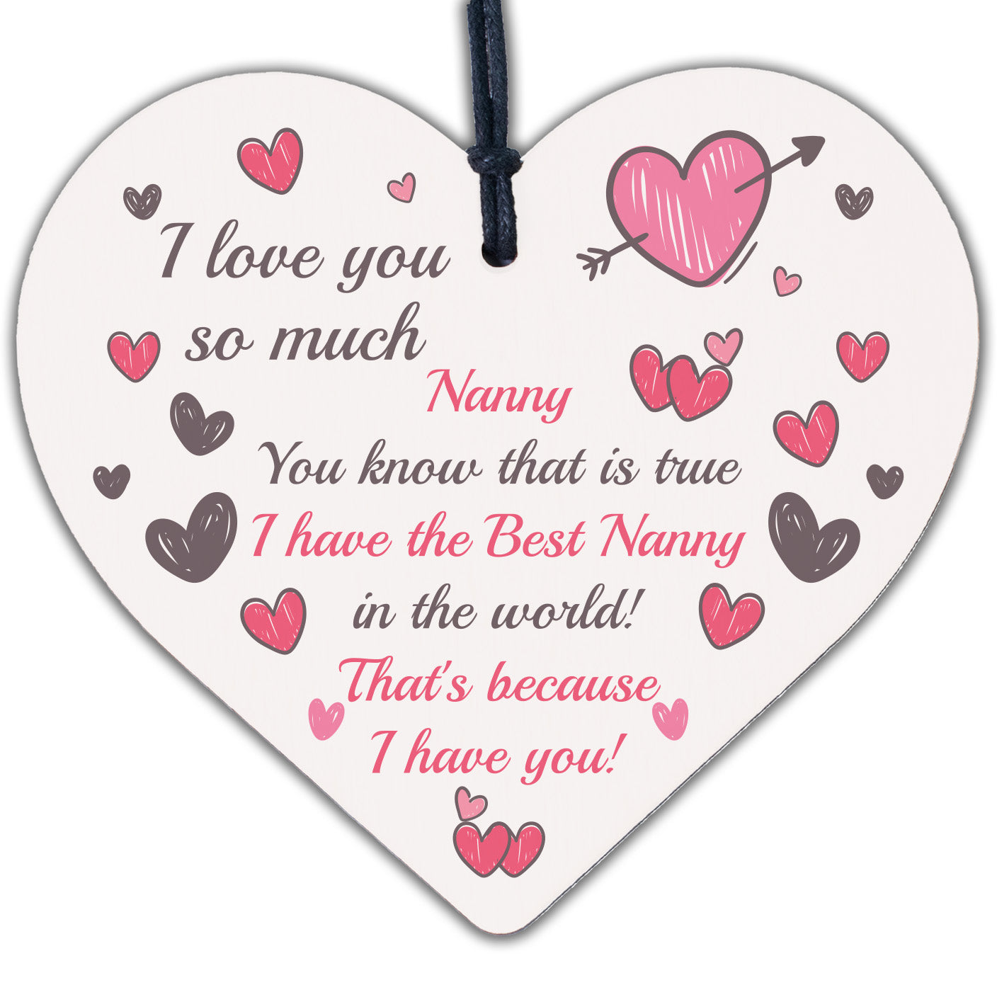 Special Gift For Nanny Wood Heart Nan Birthday Gift Grandparent Plaque Love Sign