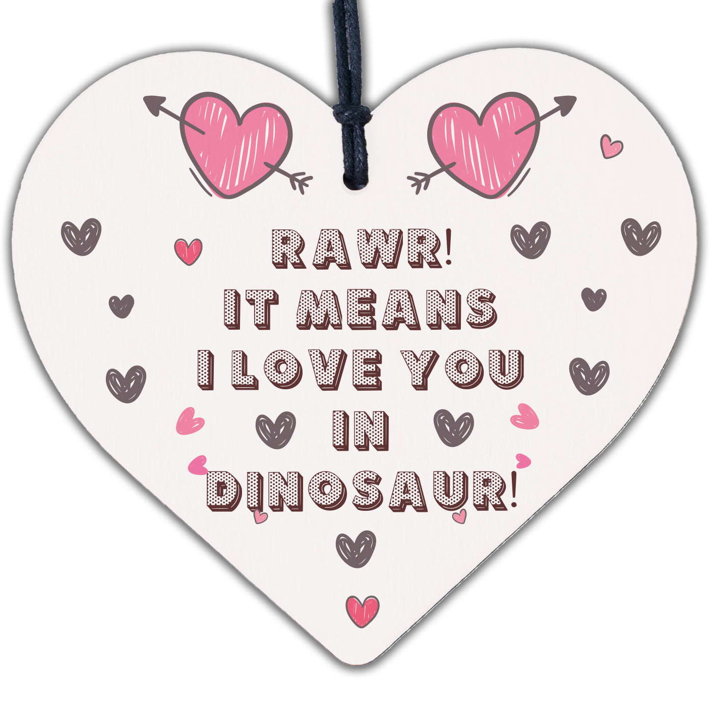 Rawr I Love You Novelty Wooden Hanging Heart Plaque Funny Valentines Day Gift