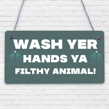 Bathroom Toilet Sign Decor Funny Wash Your Hands Humouros Wall Plaque Home Gift