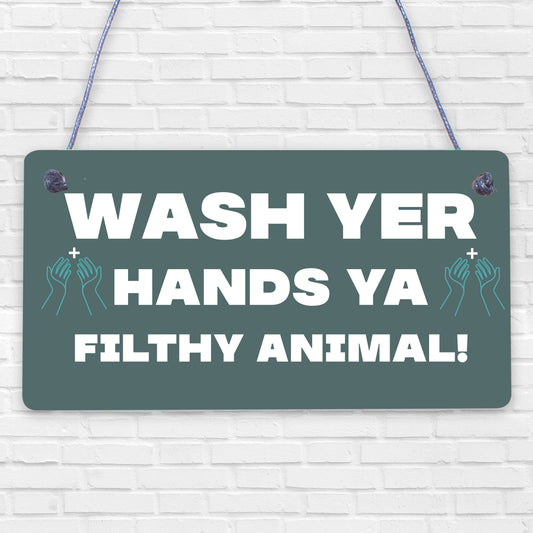 Bathroom Toilet Sign Decor Funny Wash Your Hands Humouros Wall Plaque Home Gift