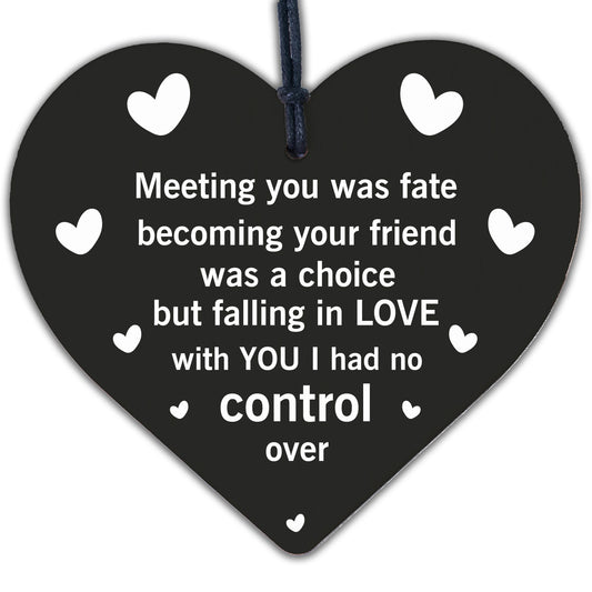 Meeting You Was Fate Wooden Heart Sign Friendship Anniversary Gift Family Plaque