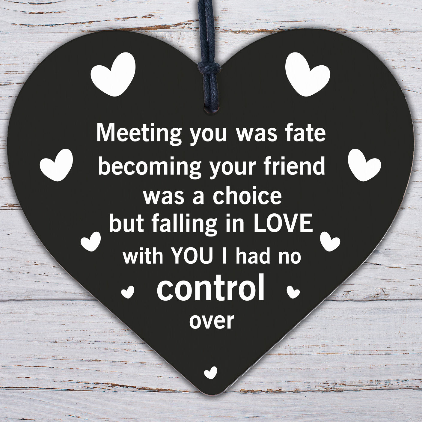 Meeting You Was Fate Wooden Heart Sign Friendship Anniversary Gift Family Plaque