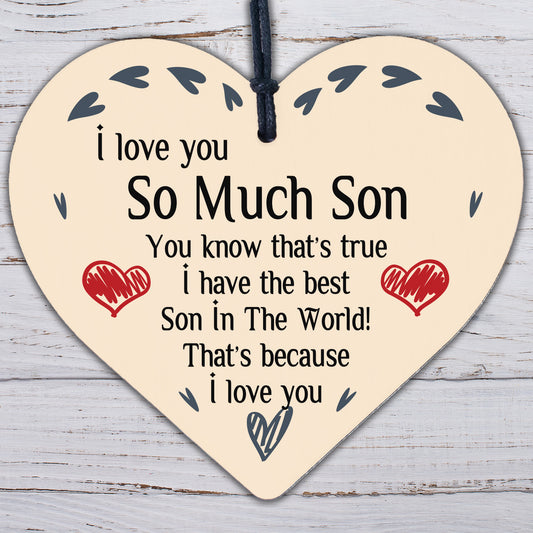 Son Card Birthday Christmas Wooden Heart Son Gifts From Mum Dad Keepsake Gift