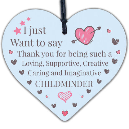 Thank You Gift For Childminder Babysitter Wooden Heart Leaving Pre School Gift