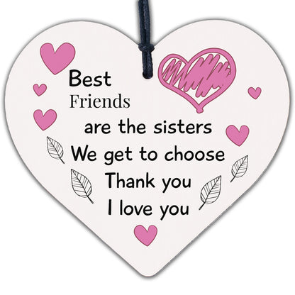 Best Friend Sister Friendship Gifts Wood Heart Birthday Christmas Thank You Gift