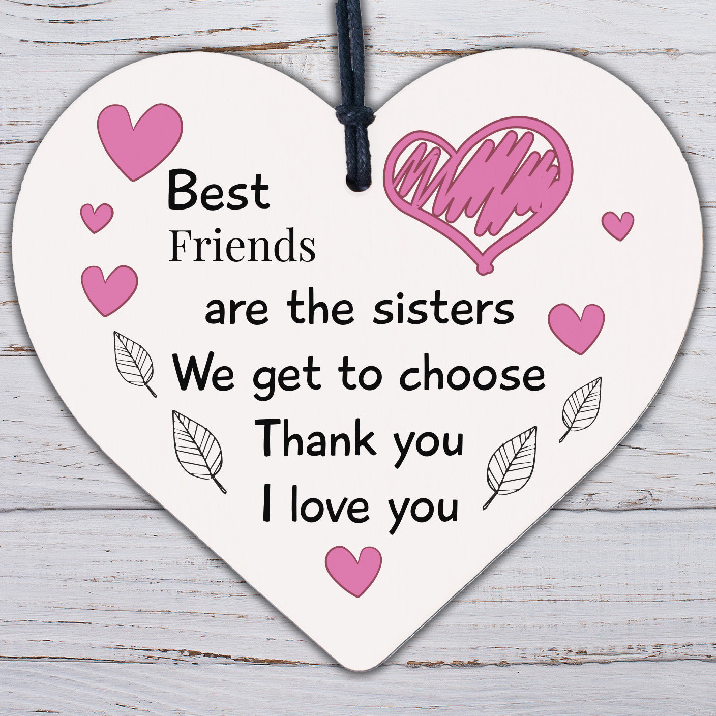 Best Friend Sister Friendship Gifts Wood Heart Birthday Christmas Thank You Gift