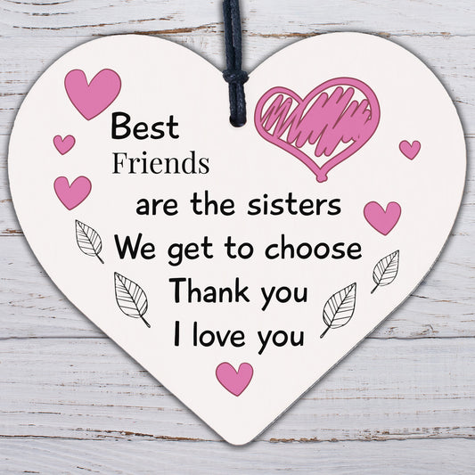 Best Friend Sister Friendship Gifts Wood Heart Birthday Christmas Thank You Gift