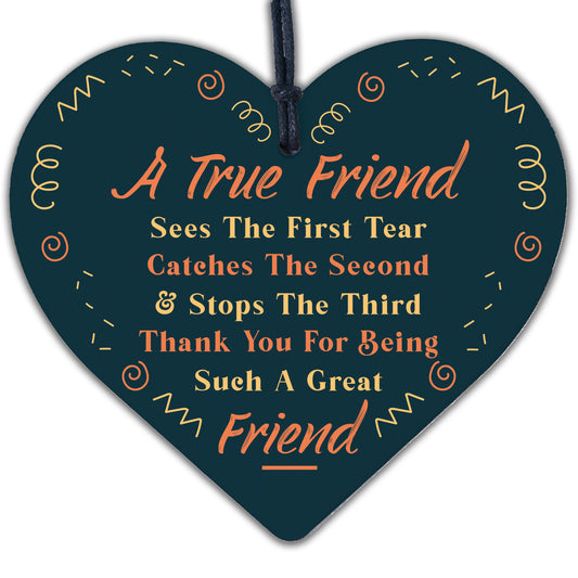 Thank You For Being A Great Friend Wooden Hanging Heart Plaque Friendship Gift