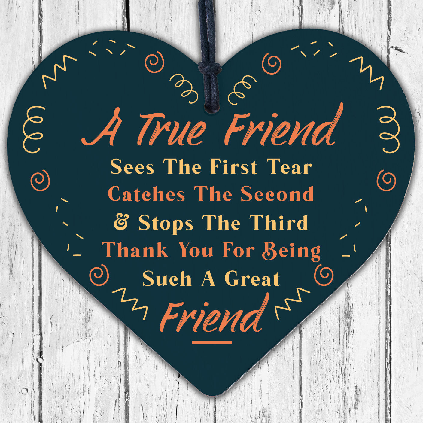 Thank You For Being A Great Friend Wooden Hanging Heart Plaque Friendship Gift