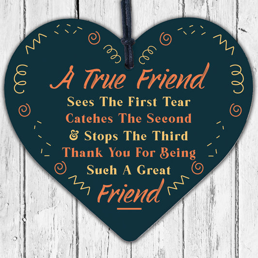 Thank You For Being A Great Friend Wooden Hanging Heart Plaque Friendship Gift