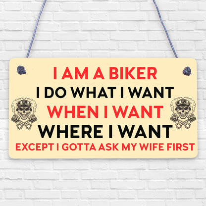 BIKER Gifts For Men Gift For Motorbike Motorcycle Lovers Garage Man Cave Sign